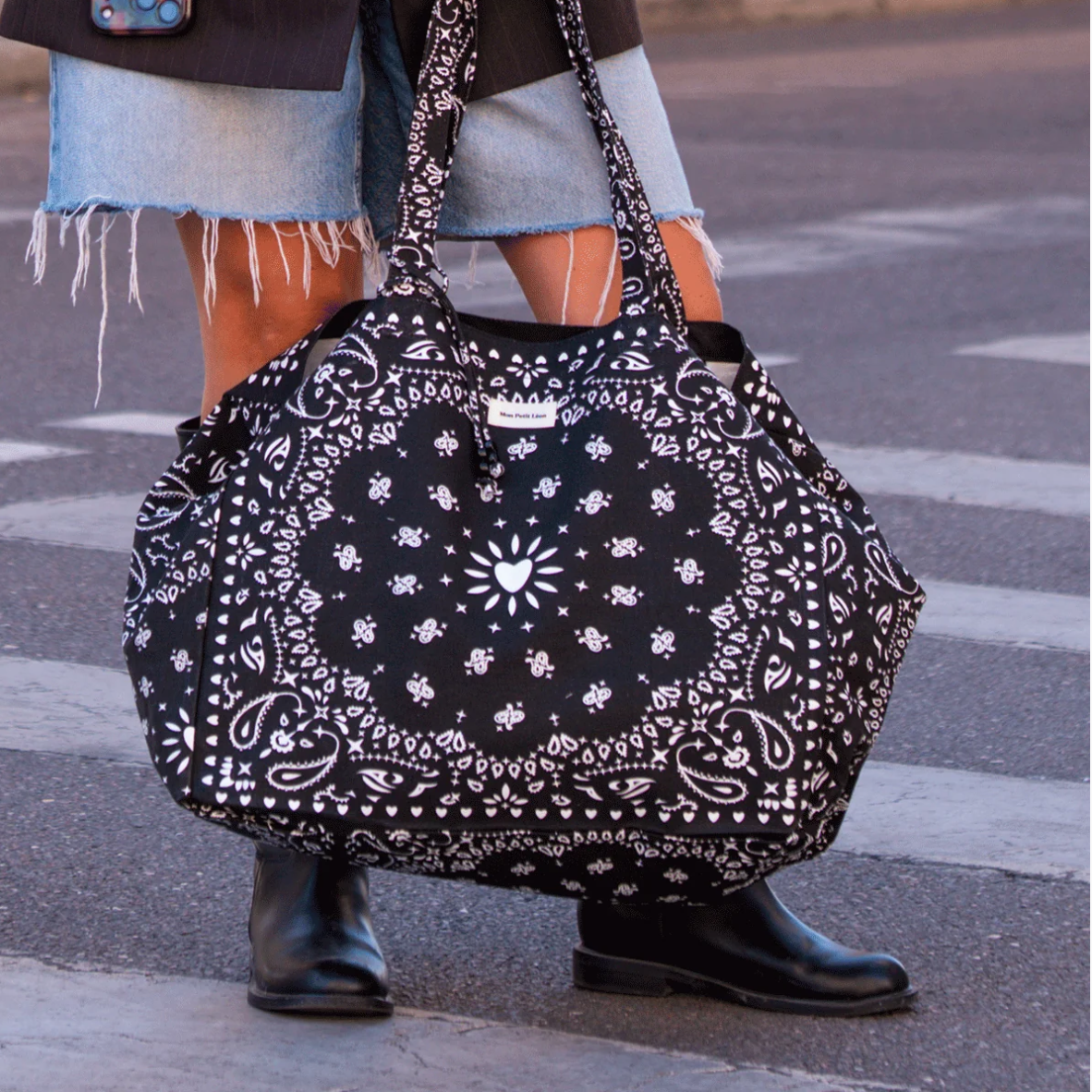 cabas xxl mon petit leon bandana noir