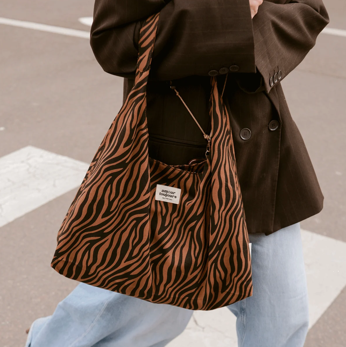 sac mon petit leon alma zèbre marron