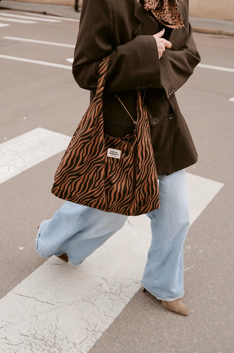 sac mon petit leon alma zèbre marron
