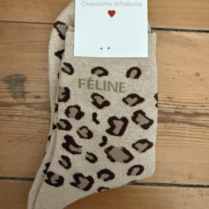 chaussettes bichette lurex gris clair et rouge