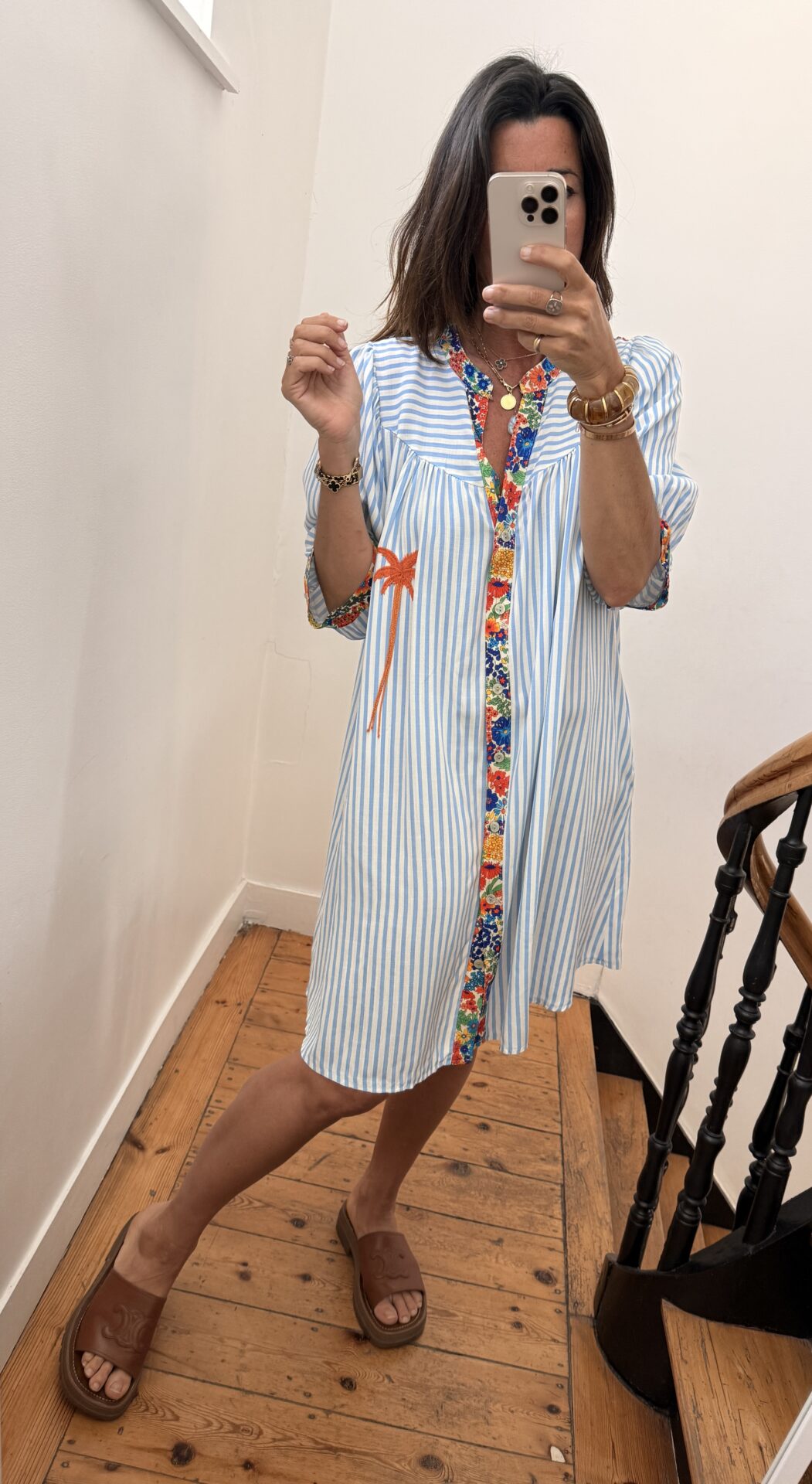 robe longue liberty bleu orange