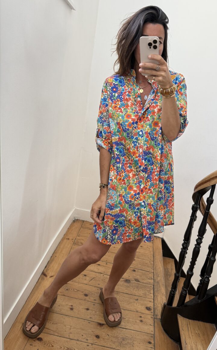 robe longue liberty bleu orange