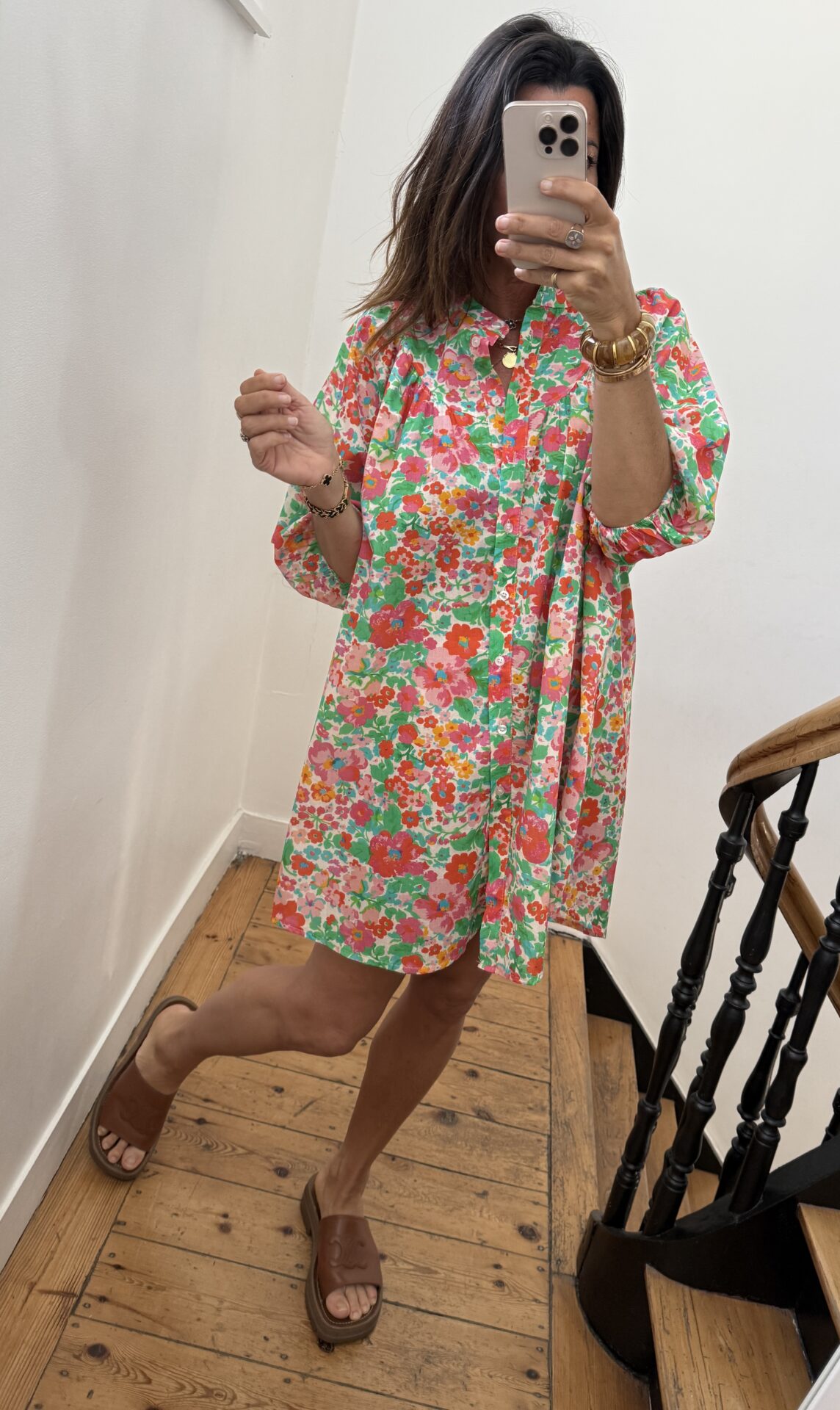 robe longue liberty bleu orange