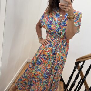 robe longue liberty bleu orange