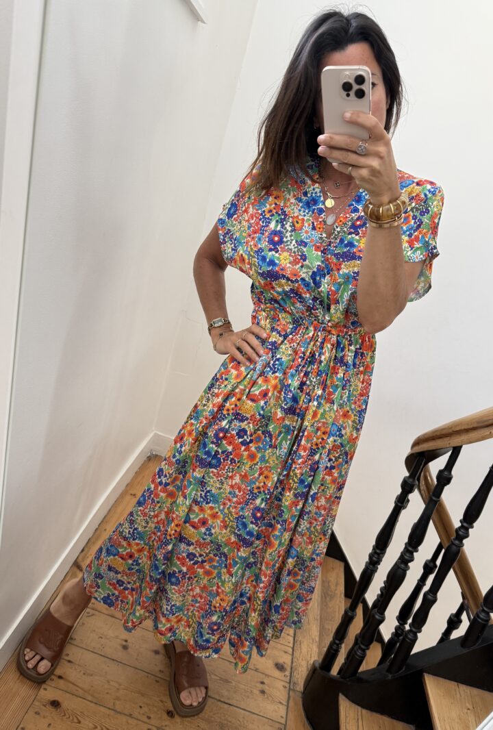 robe longue liberty bleu orange