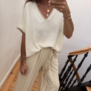 pull doux manches courtes rouge