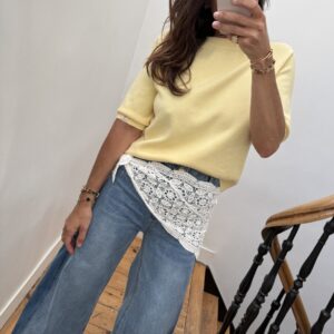 pull doux manches courtes rouge