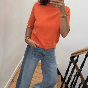 pull doux manches courtes rouge