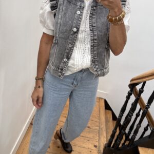 veste en jeans sans manche gris