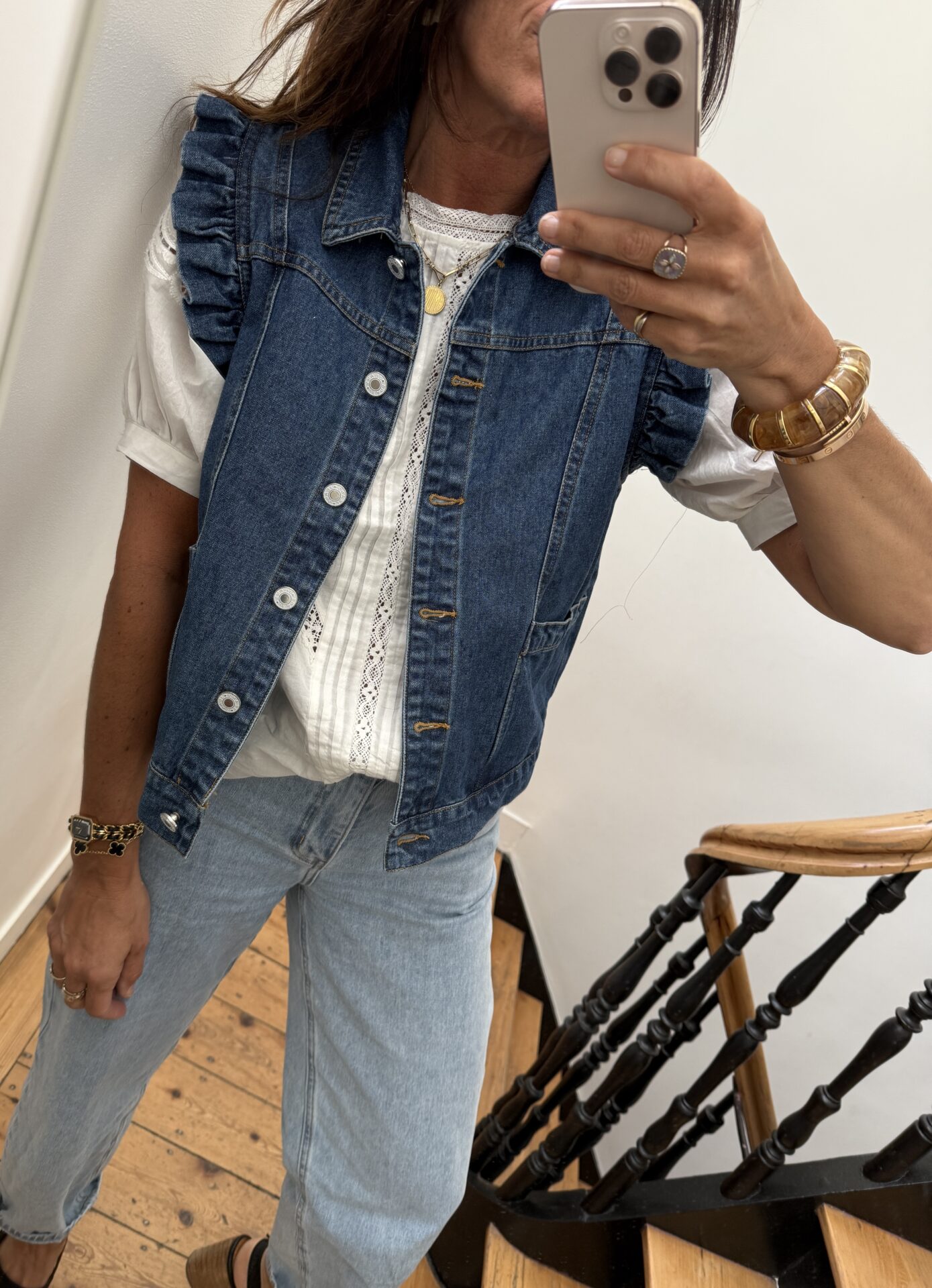 veste en jeans sans manche gris