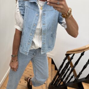 veste en jeans sans manche gris