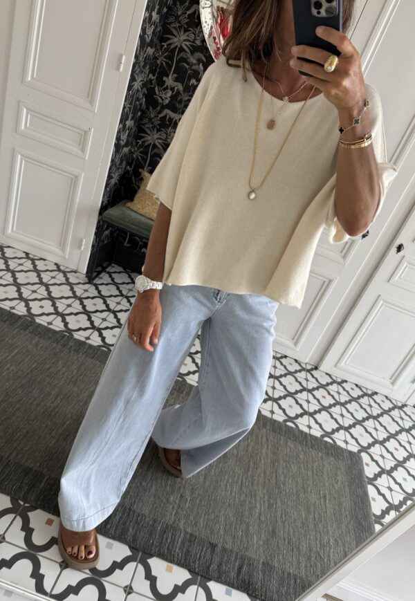 collier larges maillons pierres blanches