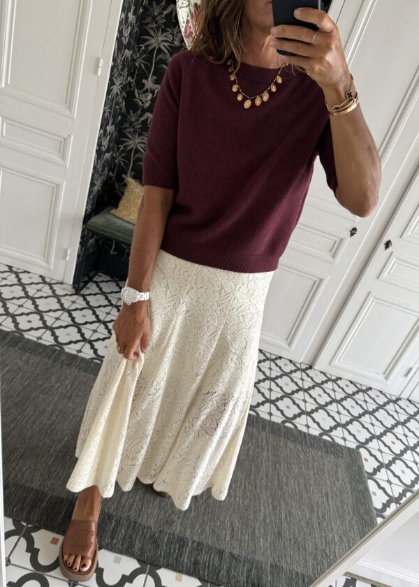 collier larges maillons pierres blanches