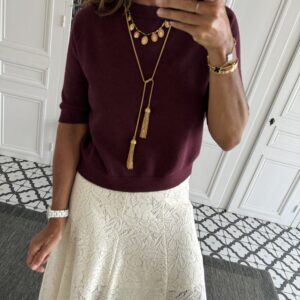 collier larges maillons pierres blanches