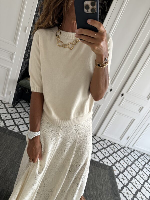 collier larges maillons pierres blanches