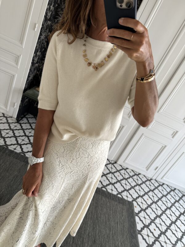 collier larges maillons pierres blanches
