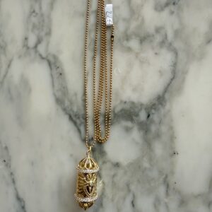 sautoir talisman strass blanc