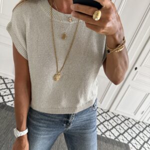 pull-ange-lamelba-or blanc