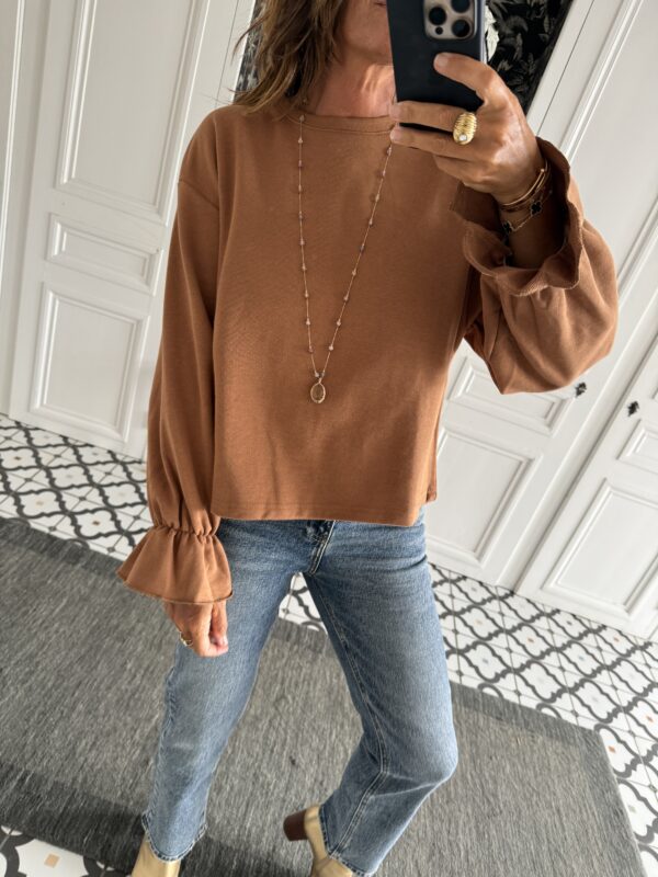 robe chemise rayée ecru et camel