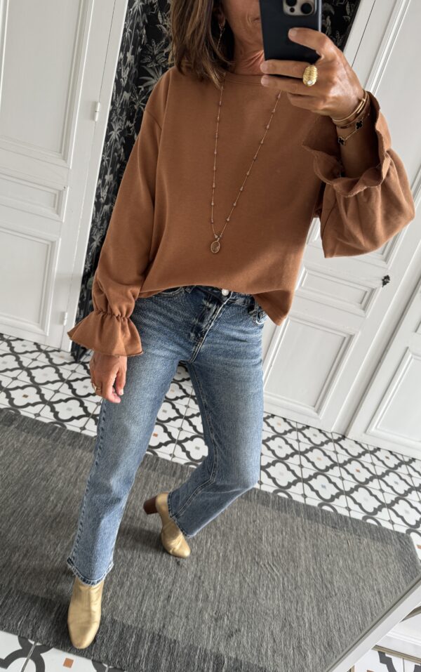 robe chemise rayée ecru et camel