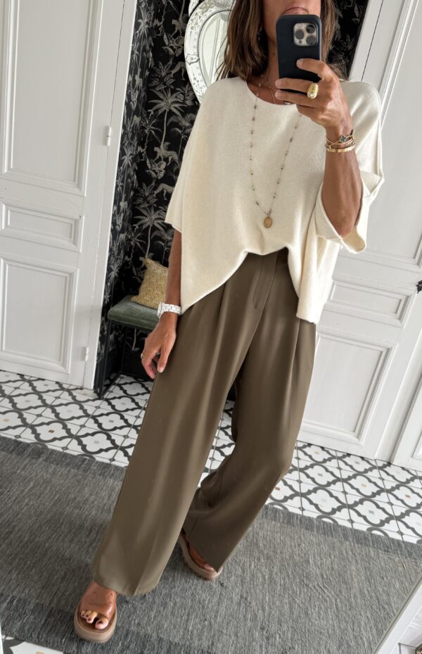 robe chemise rayée ecru et camel