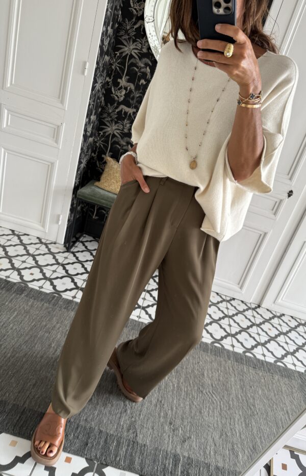 robe chemise rayée ecru et camel
