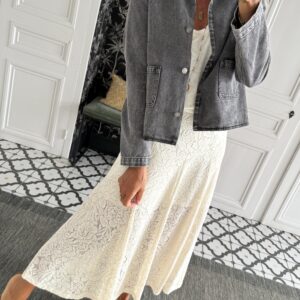 robe chemise rayée ecru et camel