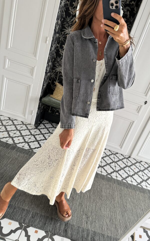 robe chemise rayée ecru et camel
