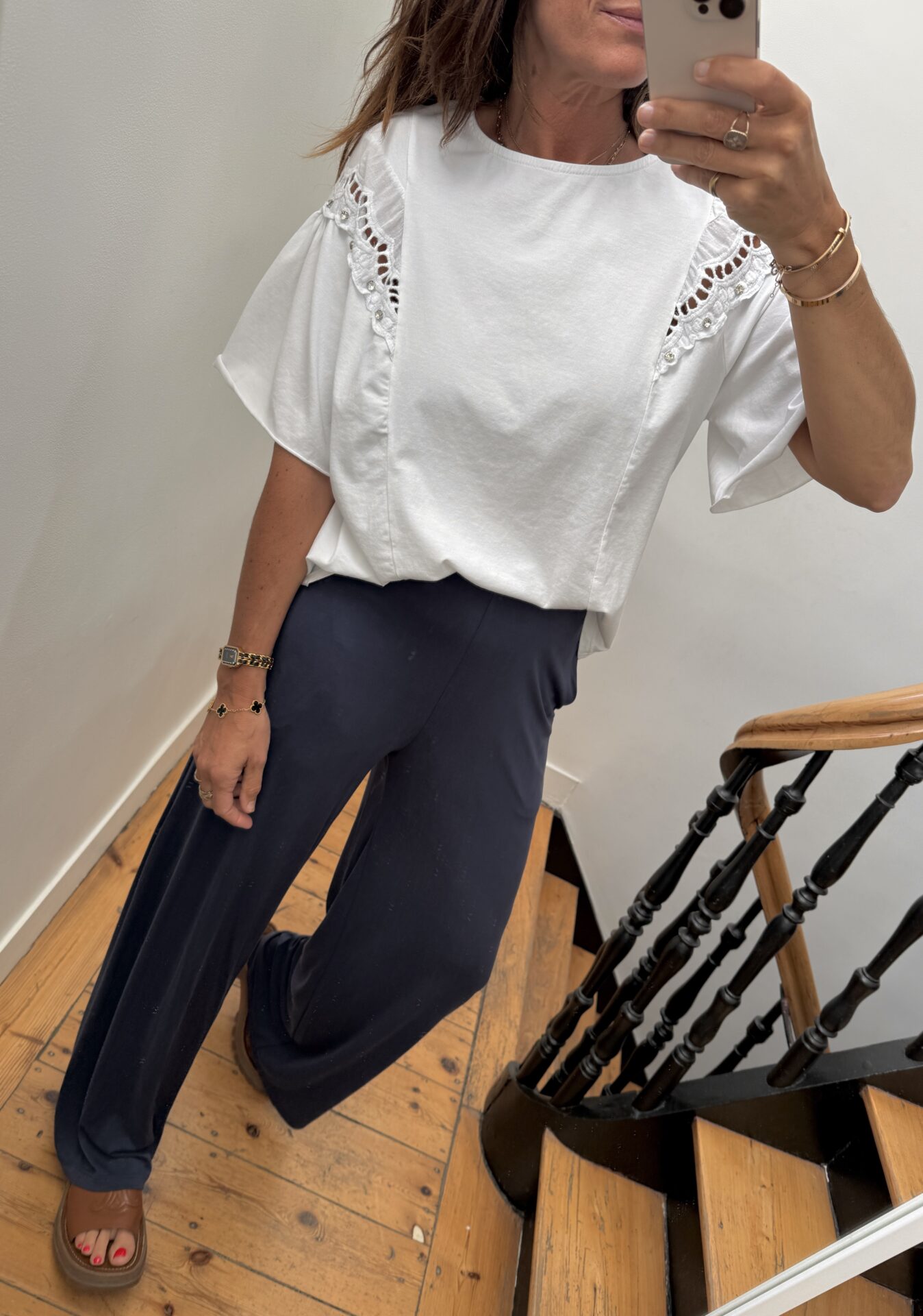 pull doux manches courtes marine