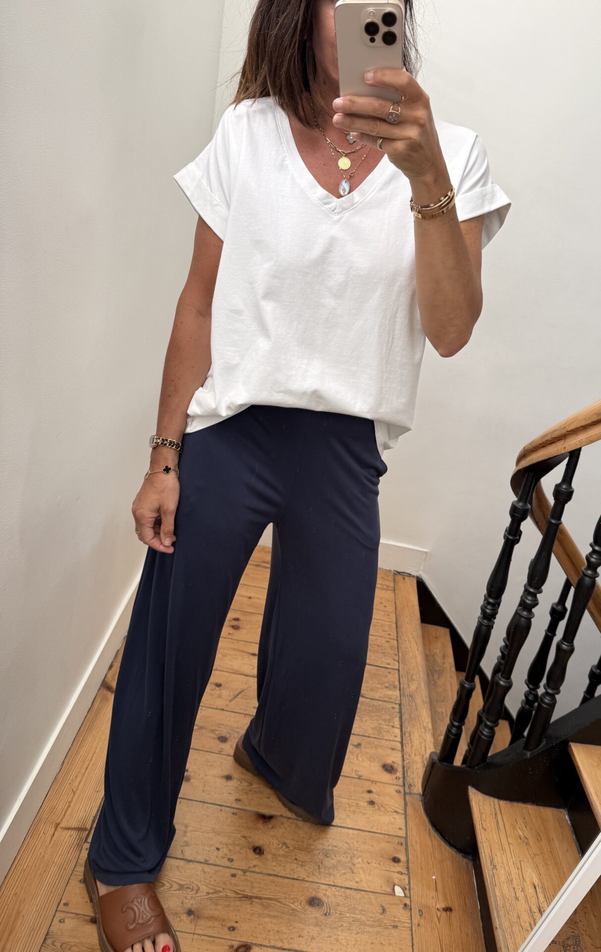 pull doux manches courtes marine