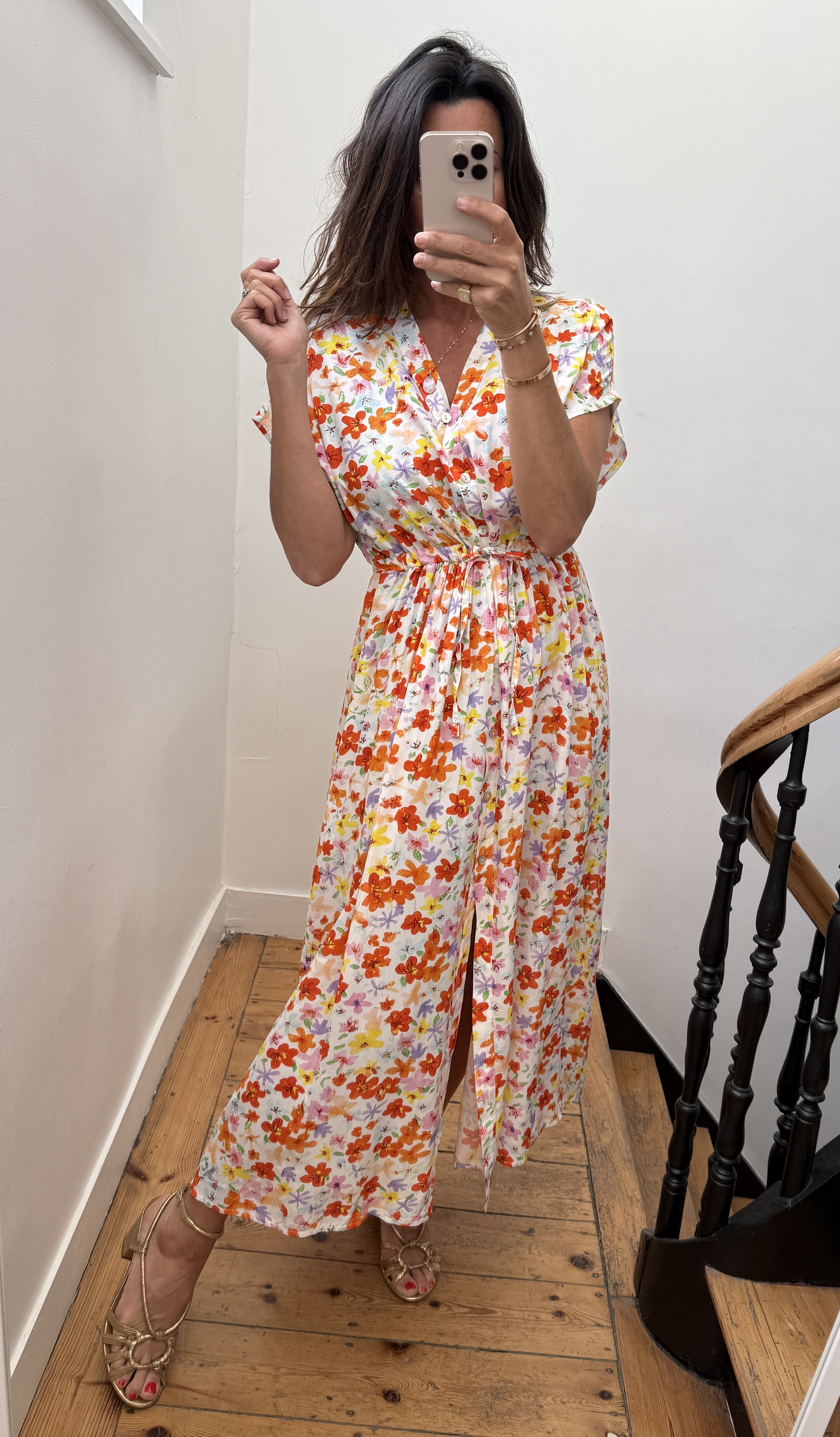 pull oversize liseret doré kaki