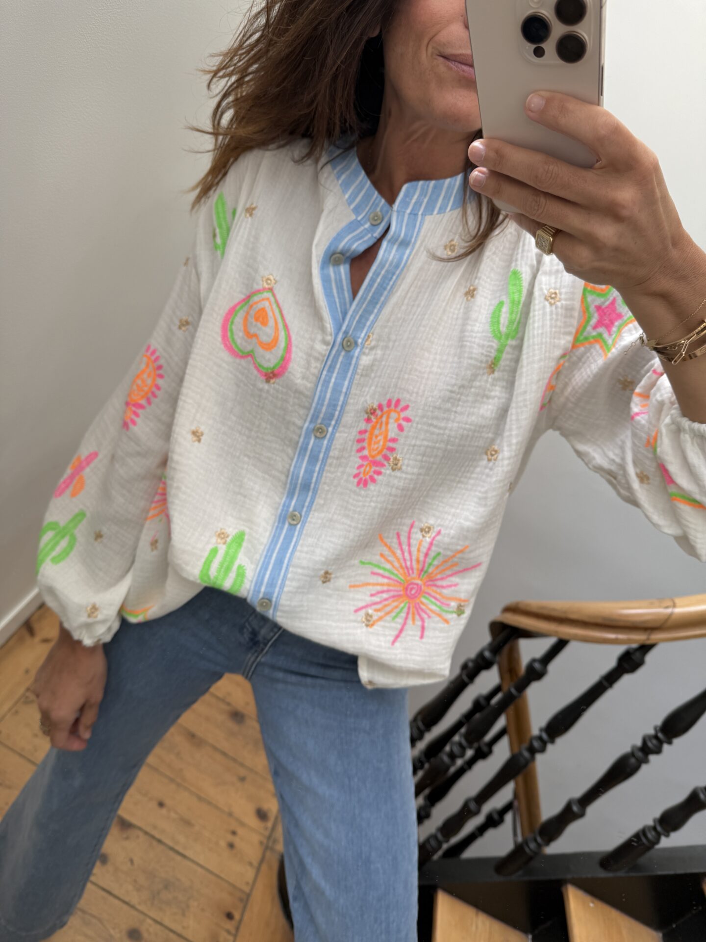 pull oversize liseret doré kaki