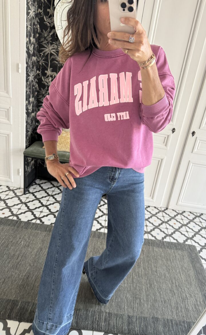 sweat shirt le marais violine et rose