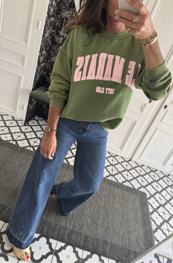 sweat shirt le marais violine et rose