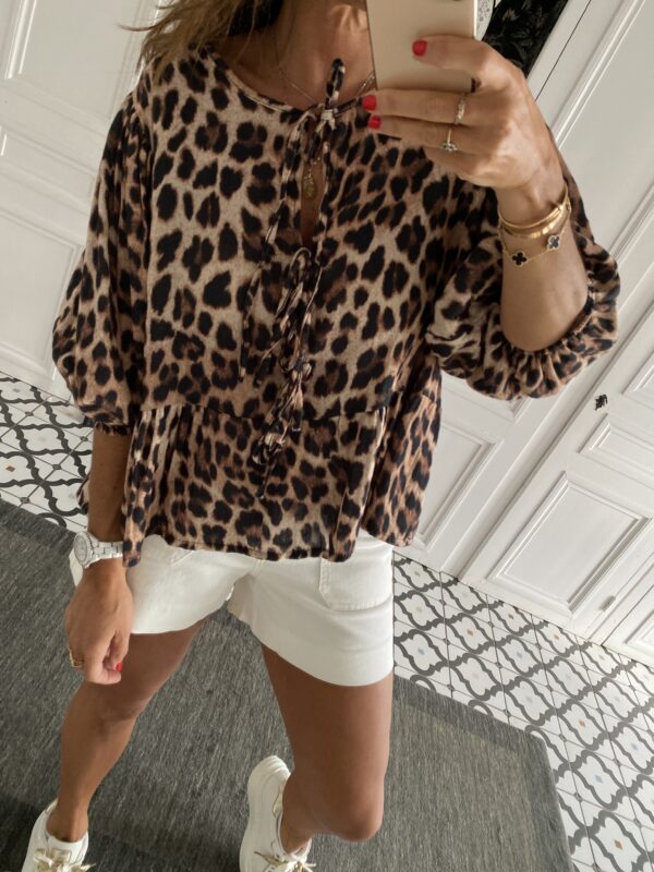 blouse noeuds léopard