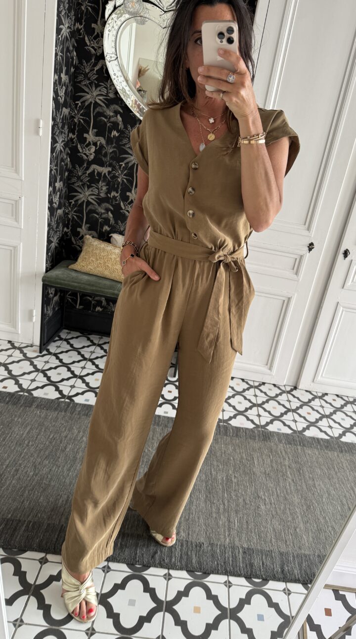 tee shirt écru bords caramel