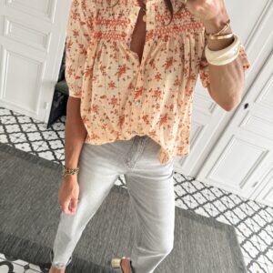 tee shirt écru bords caramel