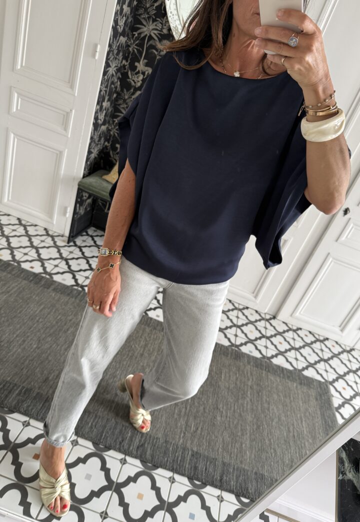 tee shirt écru bords caramel