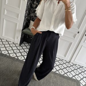 pantalon pinces fluide marine