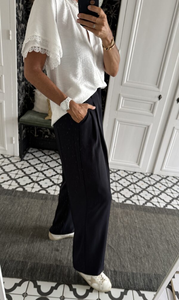 pantalon pinces fluide marine