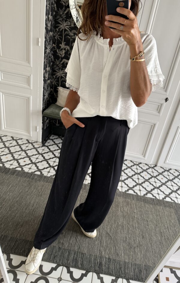 pantalon pinces fluide marine