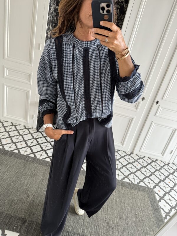 pantalon pinces fluide marine