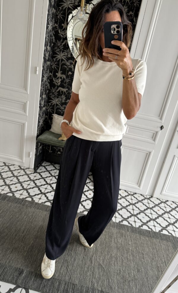 pantalon pinces fluide marine