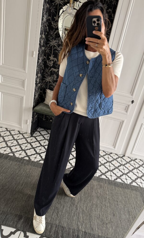 pantalon pinces fluide marine