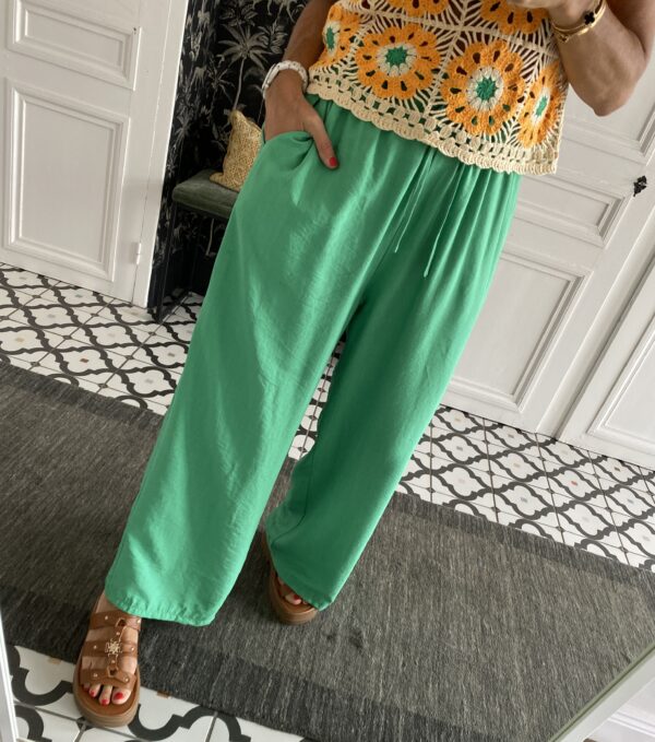 pantalon fluide vert elastiqué