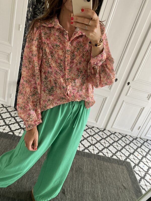 pantalon fluide vert elastiqué