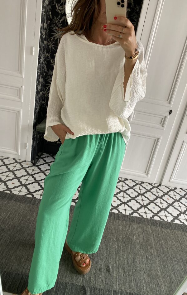 pantalon fluide vert elastiqué