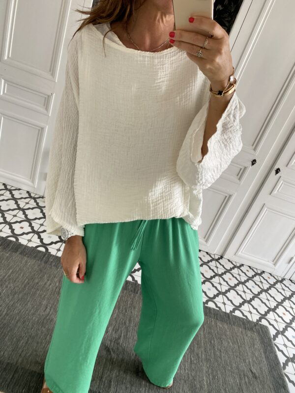 pantalon fluide vert elastiqué