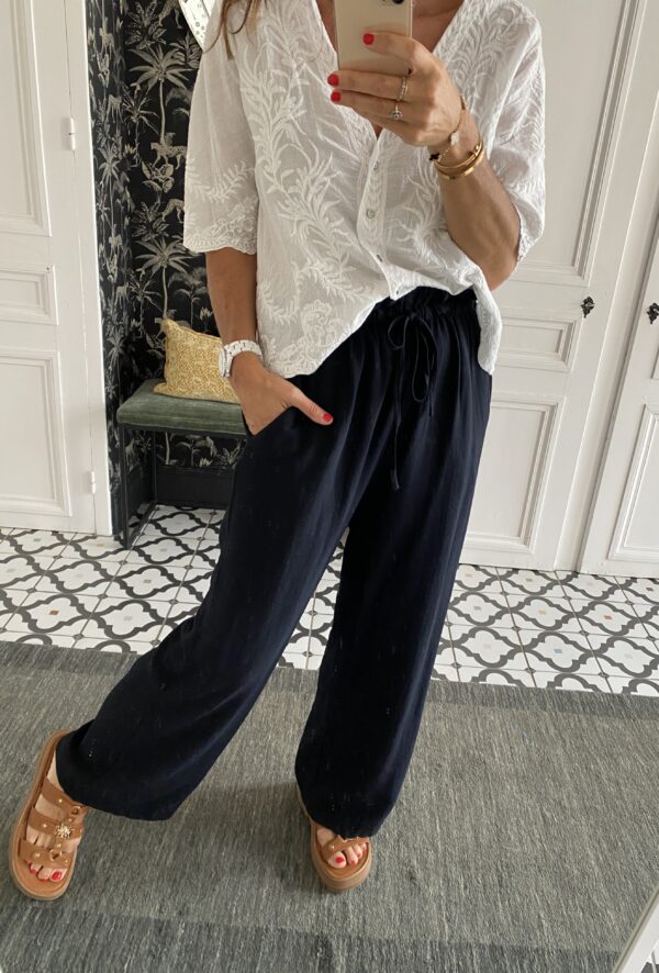 pantalon fluide vert elastiqué