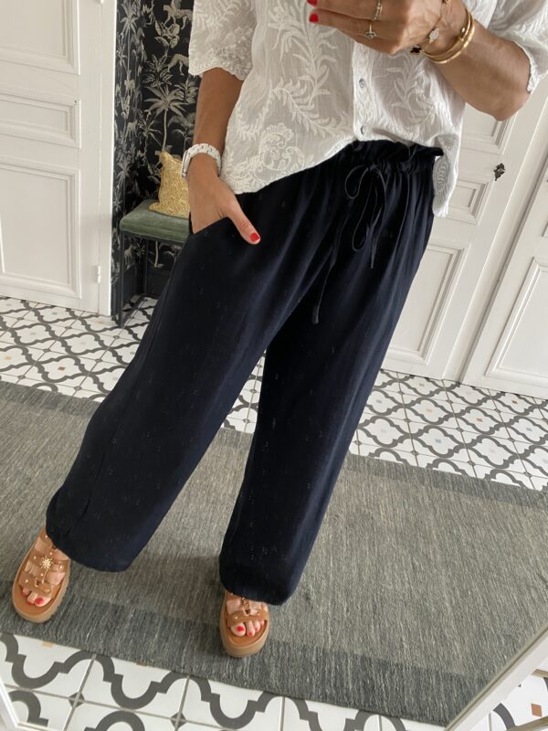 pantalon fluide vert elastiqué